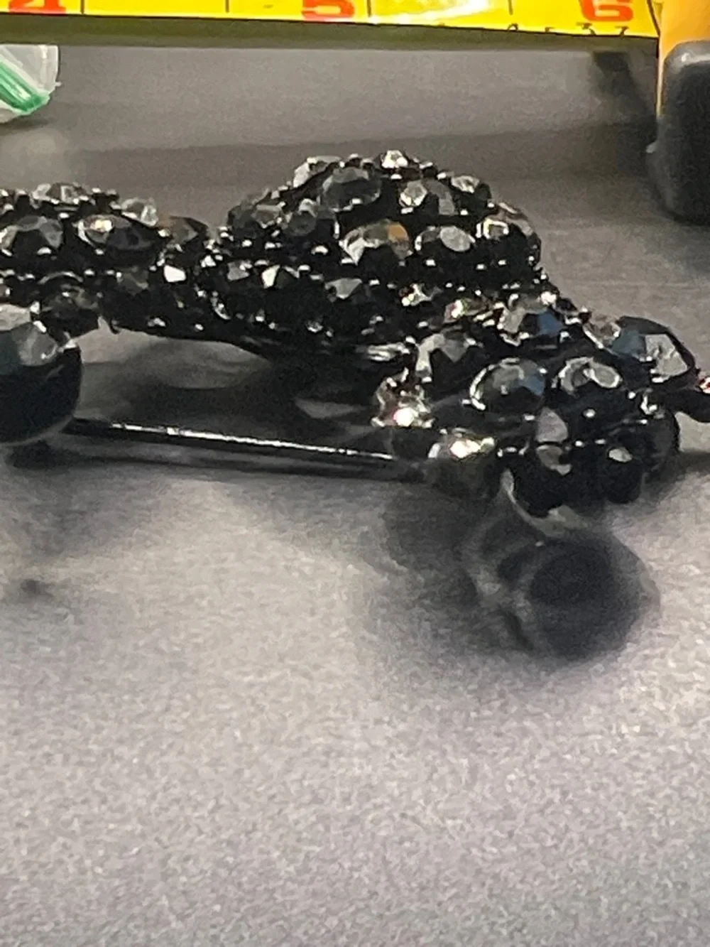 Vintage Capri Black Crystal Poodle Brooch with Red Accent